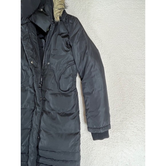 Soia & Kyo Women's size P/S Black‎ Hoodie Puffer Parka Faux Fur Coat - Picture 4 of 11